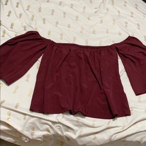 Burgundy flare crop top